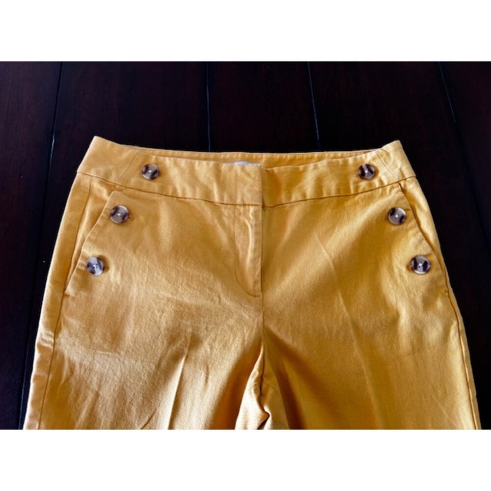 LOFT Outlet Petite 8‎ Yellow Skinny Ankle Pants Button Pocket Cotton Stretch - Picture 2 of 8
